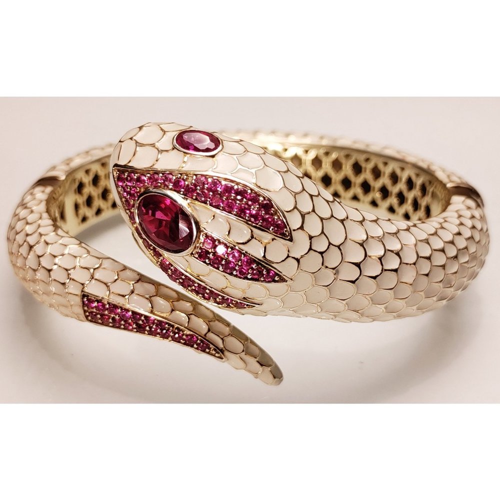 CZ by KJL Ruby CZ Angel Skin Snake Bracelet Rare!